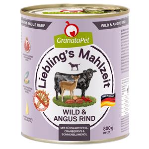 Granatapet 6x800g  Lievelingsmaaltijd Wild & Angus Beef Hondenvoer