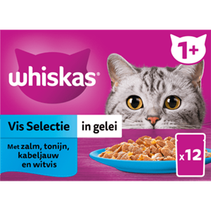 Whiskas 1+ Selectie In Gelei Maaltijdzakjes Multipack - Kattenvoer - Vis 12x85 g