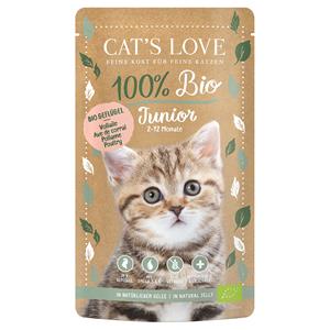 6x100g Cat's Love Organic Junior Gevogelte Kattenvoer Nat