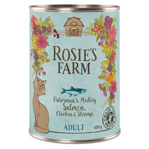 12x400g Adult Zalm & Kip met Garnalen Rosie's Farm Kattenvoer
