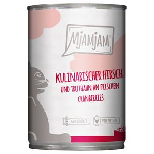 6x400g MjAMjAM culinaire hertenvlees en kalkoen op verse veenbessen Kattenvoer Nat