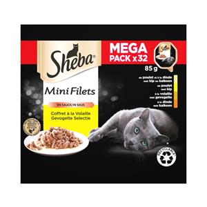 Sheba Mini Filets In Saus Maaltijdzakjes Multipack - Kattenvoer - Gevogelte 32x85 g