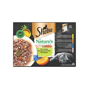 12x 85g Sheba Nature's Collection in Saus heerlijke variatie (kip, kalkoen, tonijn, zalm)