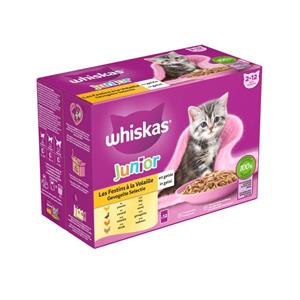 Junior Gevogelte Selectie in gelei maaltijdzakjes multipack 12x85g dierensnack - Whiskas
