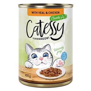 48x400g Kalf en Kip Hapjes in Saus Catessy Kattenvoer Nat