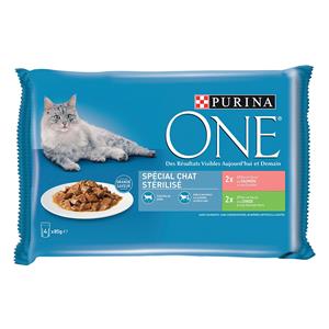 Purina ONE 4 x 85 g Kattenvoer - Sterilcat Zalm en Kalkoen