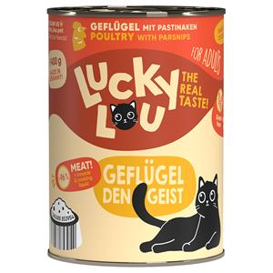 6x 400g Lucky Lou Lifestage Adult Gevogelte Kattenvoer nat
