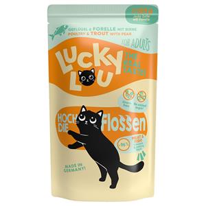 16x 125g Lucky Lou Adult Gevogelte & Forel nat kattenvoer