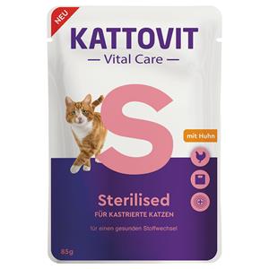 24x85g Kattovit Vital Care Sterilised Zakken met Kip nat kattenvoer