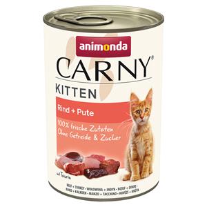 12 x 400 g Rund & Kalkoen Kitten animonda Carny kattenvoer