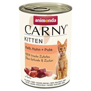 12x400g Kitten Kalf, Kip & Kalkoen animonda Carny Kattenvoer