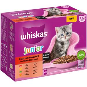 Whiskas Gemengd pakket  Junior Maaltijdzakjes 12 x 85 g - Klassieke selectie in saus