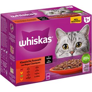 12x85g 1+ Adult Klassieke Selectie in Saus Whiskas Kattenvoer Maaltijdzakjes