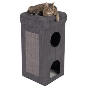 Zooplus Exclusive Soft'n Scratchy Krabtoren Opvouwbaar Donkergrijs/Wit H77 x L39 x B39 cm