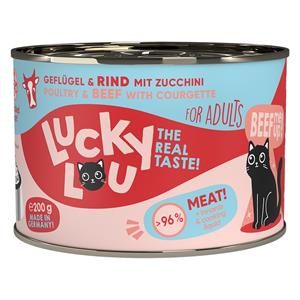6x200g Lucky Lou Lifestage Adult Gevogelte en rundvlees Nat kattenvoer