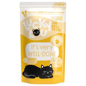 16x 125g Lucky Lou Sterilized Gevogelte & Rundvlees Nat Kattenvoer