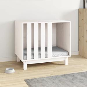 VidaXL Hondenhok 70x50x62 cm massief grenenhout wit