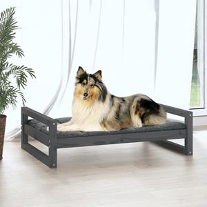 VidaXL Hondenmand 95,5x65,5x28 cm massief grenenhout grijs