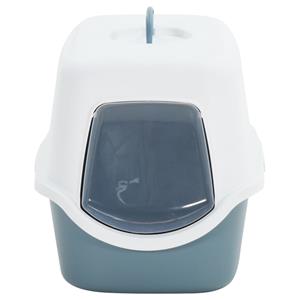 vidaxl Kattenbak met deksel 56x40x40 cm polypropeen wit en blauw