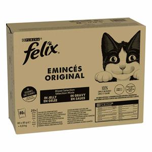 Voordeelpakket: 80x85g Felix Classic Pouches Vis & Vlees Mix nat kattenvoer