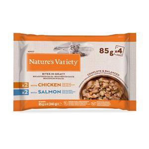 Nature’s Variety Nature's Variety Bites in Saus 44 x 85 g Kattenvoer - Met Kip en Zalm