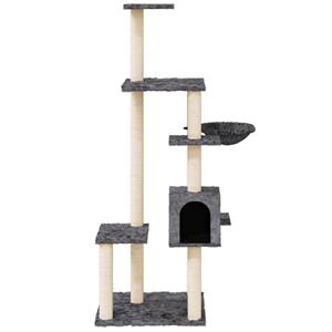 VidaXL Kattenmeubel met sisal krabpalen 142 cm donkergrijs