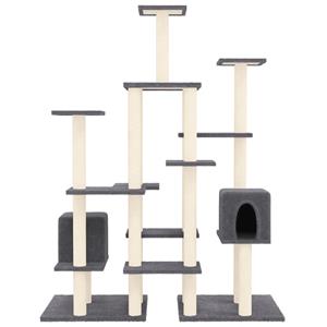 VidaXL Kattenmeubel met sisal krabpalen 145 cm donkergrijs