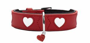 HUNTER Hondenhalsband Love, rood-wit
