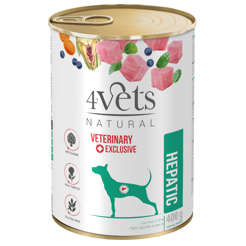 12x 400g 4vets Natural Dog Hepatic hondenvoer nat