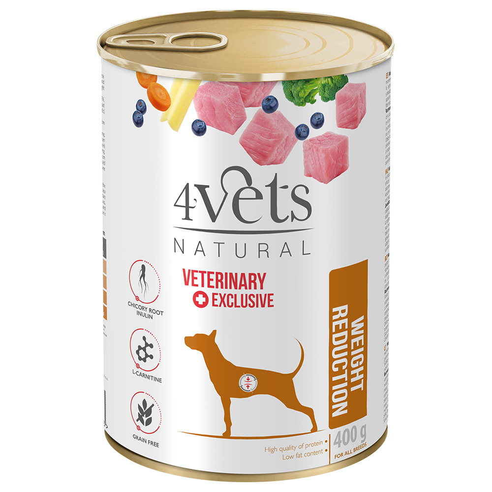 12x 400g 4vets Natural Dog Weight Reduction hondenvoer nat