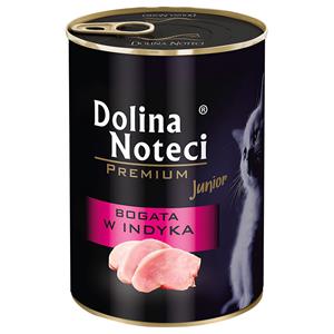 24 x 400 g Dolina Noteci Premium Junior Rijk aan kalkoen Nat Kattenvoer