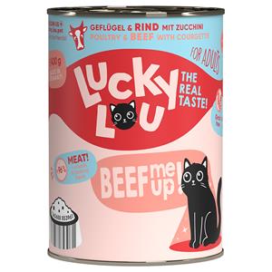 6x 400g Lucky Lou Lifestage Adult Poultry & Beef Wet kattenvoer