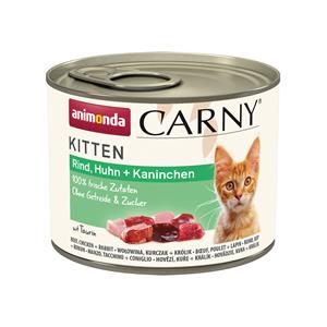 24x200g Kitten Rundvlees, Kip & Konijn Animonda Carny Kattenvoer