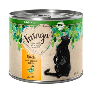 6x200g Organic Adult Eend met Peer en Kattengras Feringa Kattenvoer nat