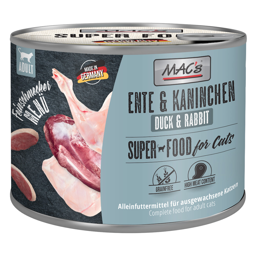 Voordeelpakket MAC's Cat Fijnproever 24 x 200 g Kattenvoer - Eend & Konijn