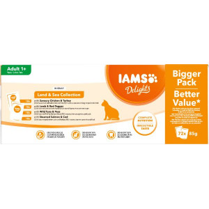 Iams Delights In Gravy - Multipack - Kattenvoer - Kip Lam Tonijn 72x85 g