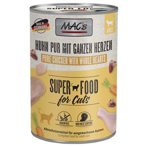 6x400g Kip Puur met Gevogelteharten MAC's Kattenvoer