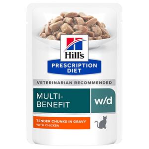 Hill's Prescription Diet W/D Multi-Benefit natvoer kat met kip maaltijdzakje 24 x 85 g