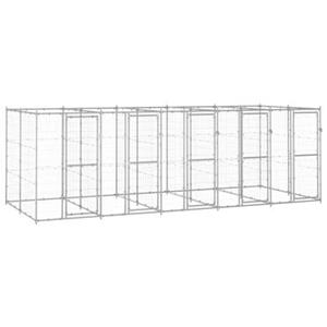 VidaXL Hondenkennel 12,1 mÂ² gegalvaniseerd staal