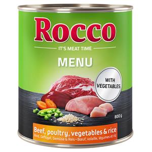 6x800g Menu Gevogelte, Groente & Rijst Rocco Hondenvoer