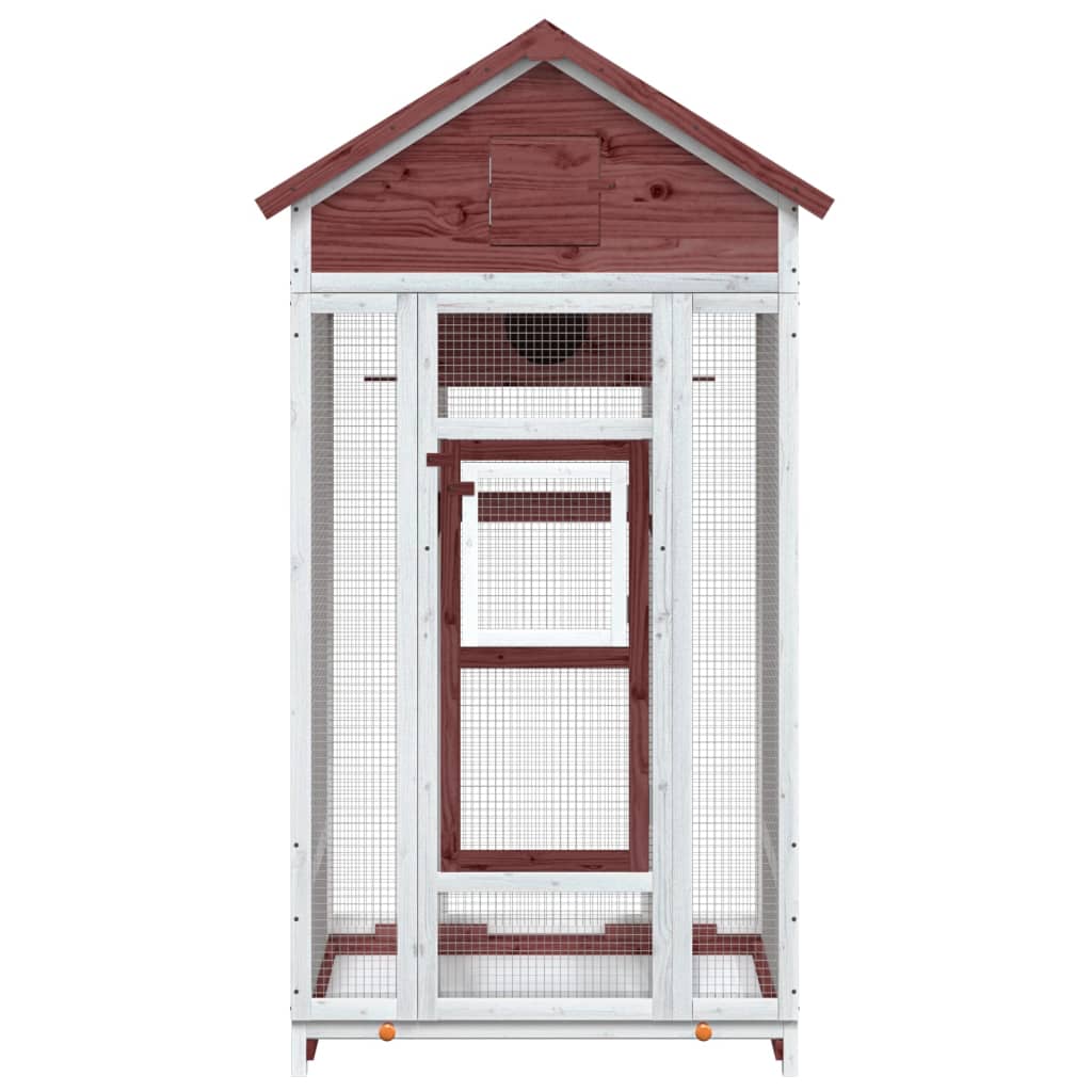 VidaXL Volière 91,5x53x170 cm massief grenenhout mokkakleurig