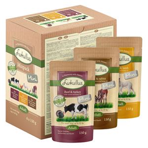 6x150g Mini Mix (3 Smaken) Adult Lukullus Hondenvoer Vershoudzakjes