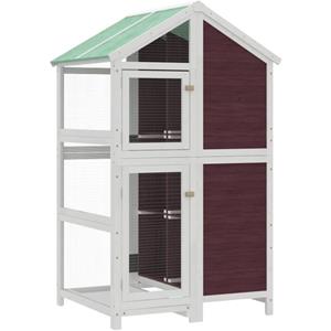 VidaXL Volière 97x81x152 cm massief grenenhout mokkakleurig