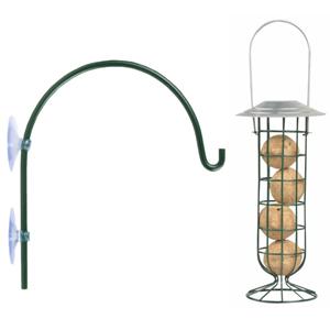Merkloos Vogelvoedersilo - staand-hangend - metaal 27cm - incl. raamhaak - 16cm -