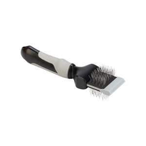 Beeztees Flexibele Slickerborstel - 2-zijdig - Hondenverzorging - Zwart"Grijs - 20 cm