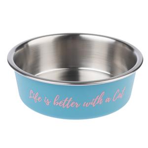 TIAKI Roestvrijstalen Voerbak 'Better With A Cat' - 850 ml, Ø 17,2 cm