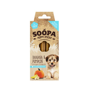 Soopa Puppy Sticks mit Bananen und Kürbis Welpensnack (100 g) Pro 3 Stück