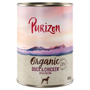 Purizon Organic 6 x 400 g Hondenvoer - Eend en kip met courgette