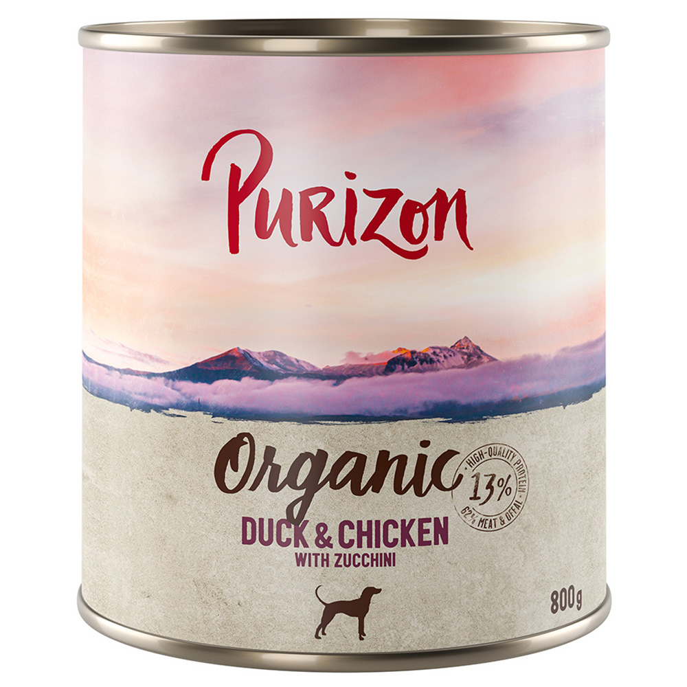 Extra voordelig! Purizon Adult Hondenvoer 24 x 400/800 g - Organic: Eend en kip met courgette (24 x 800 g)