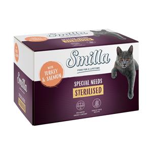6x100g Kalkoen met Zalm Smilla Sterilised Kattenvoer nat